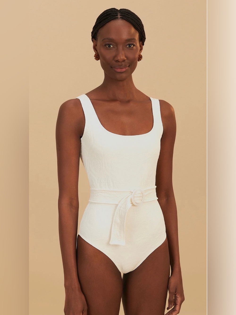 Farm Rio: WHITE PINEAPPLE MATELASSE ONE PIECE